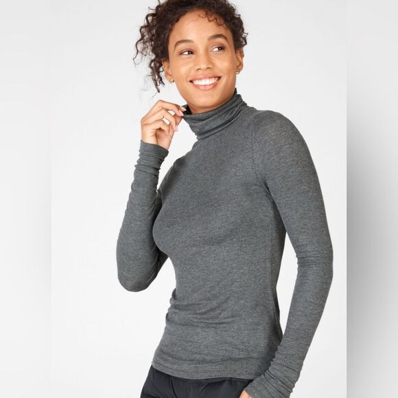 Fabletics Gray Jess Long-Sleeve Ribbed Turtleneck Top Size 2X - Picture 1 of 5